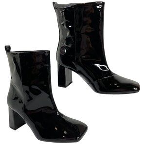 Good American Shoes Booties Womens Sz 5.5 Black Patent Block Heel $329 Nwb